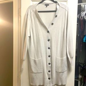 Long button cream cardigan